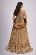 brown printed lehenga set