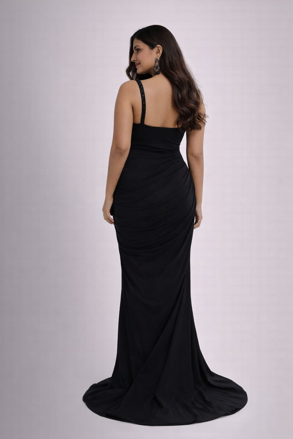 black drape saree