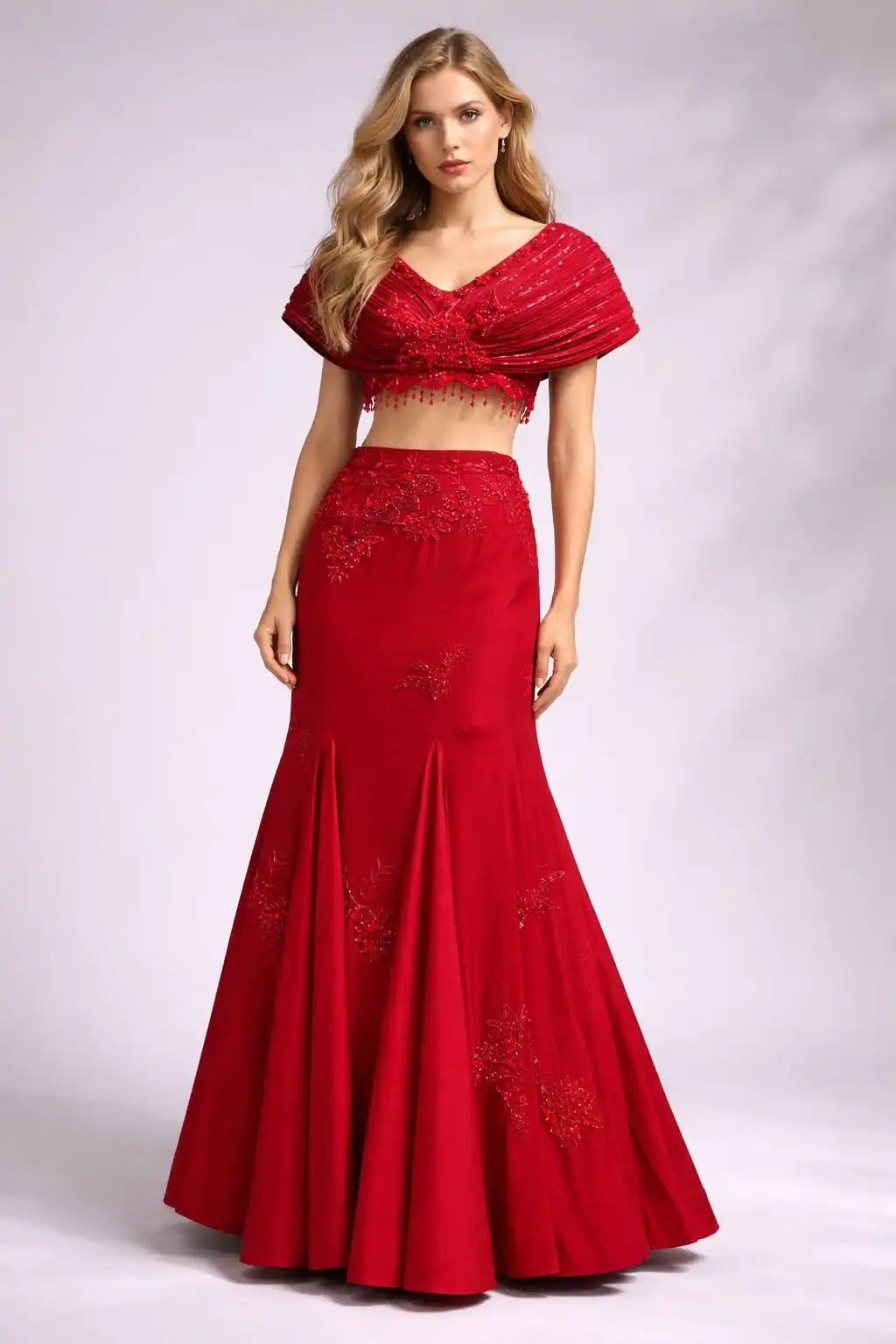 red lehenga