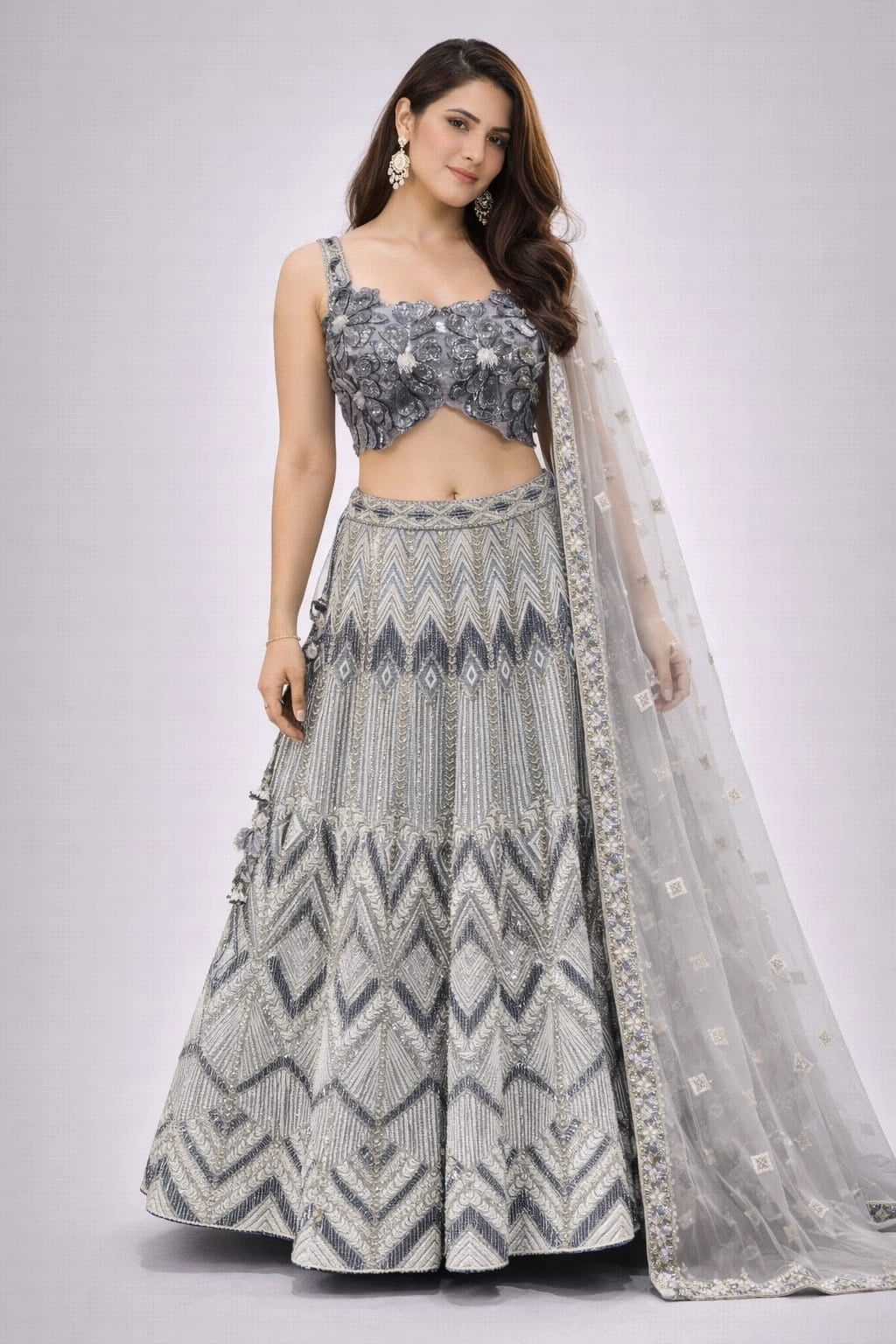 grey lehenga set