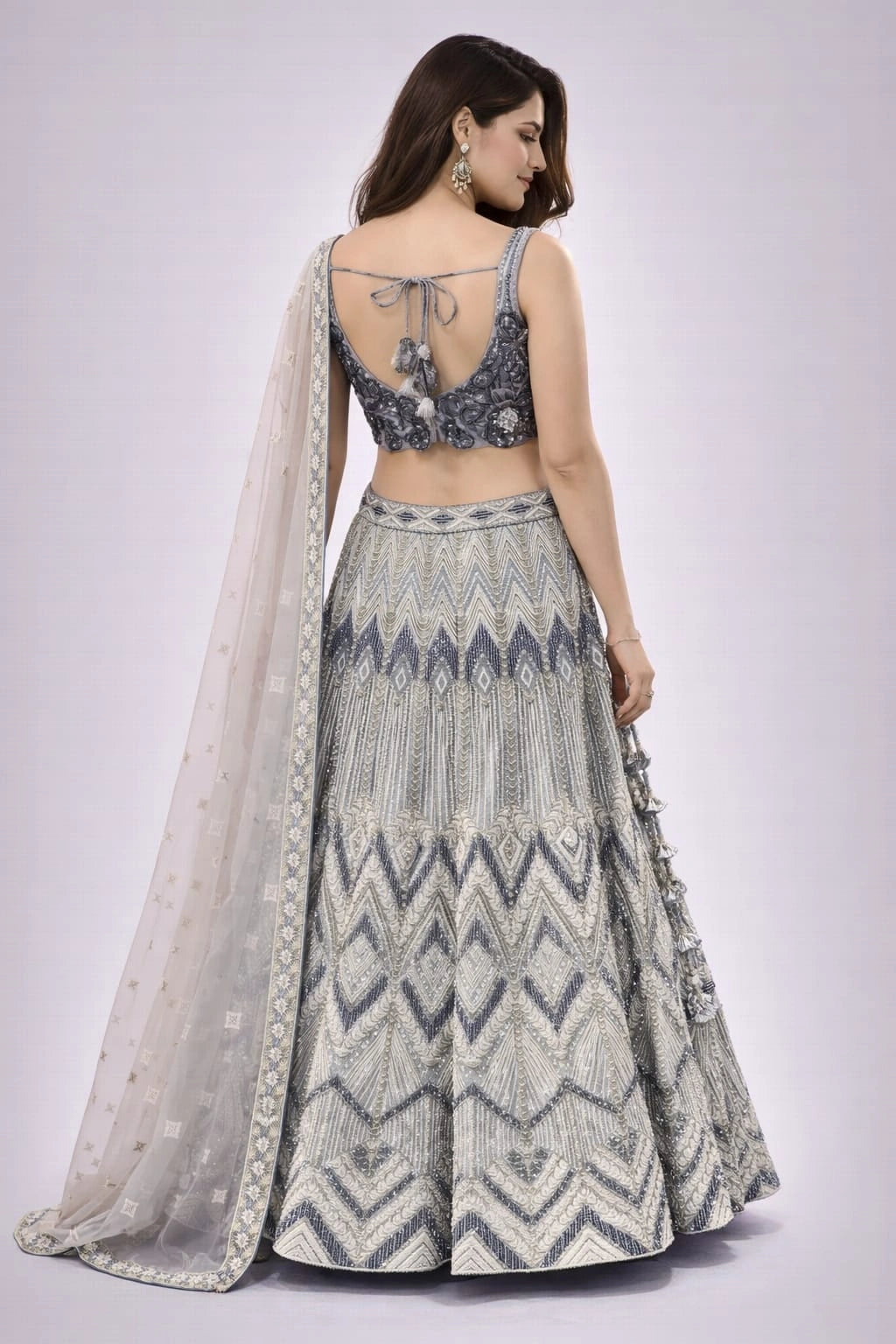 grey lehenga set