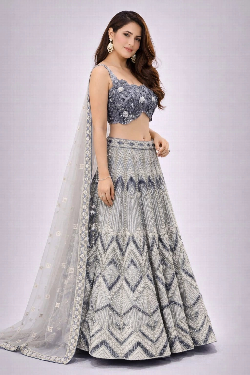 grey lehenga set