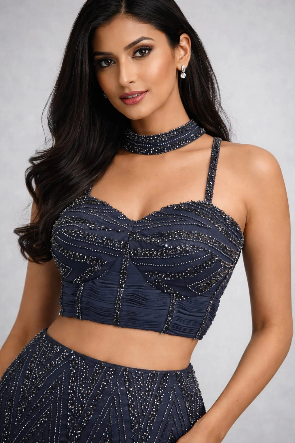 navy blue lehenga set