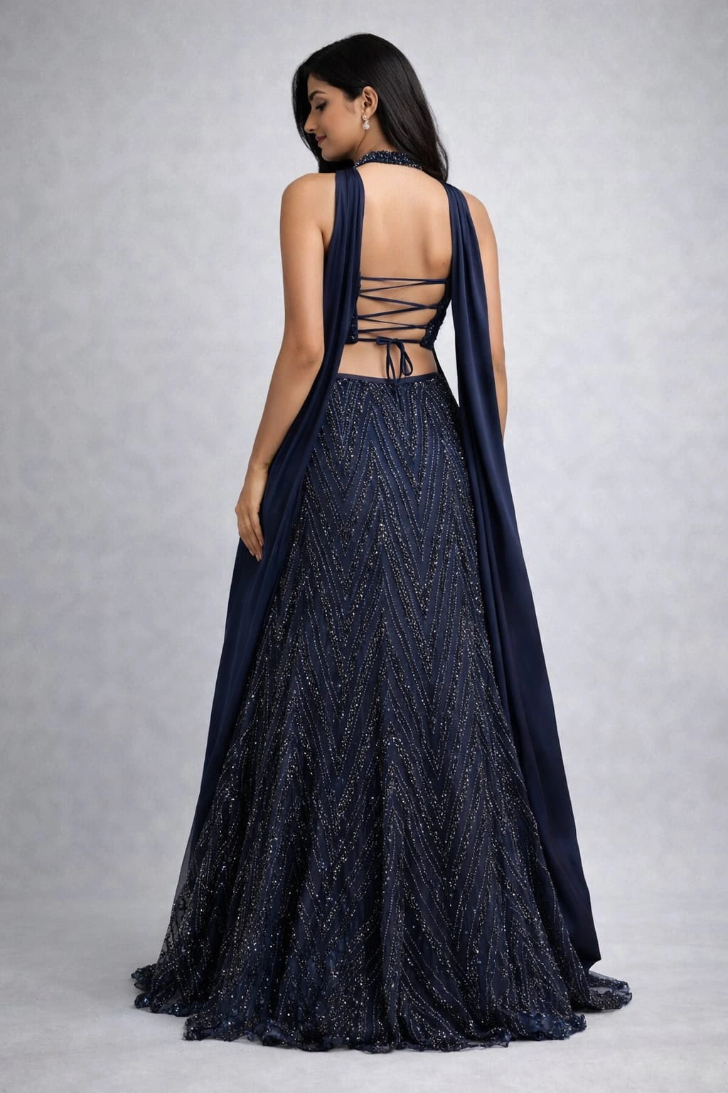 navy blue lehenga set
