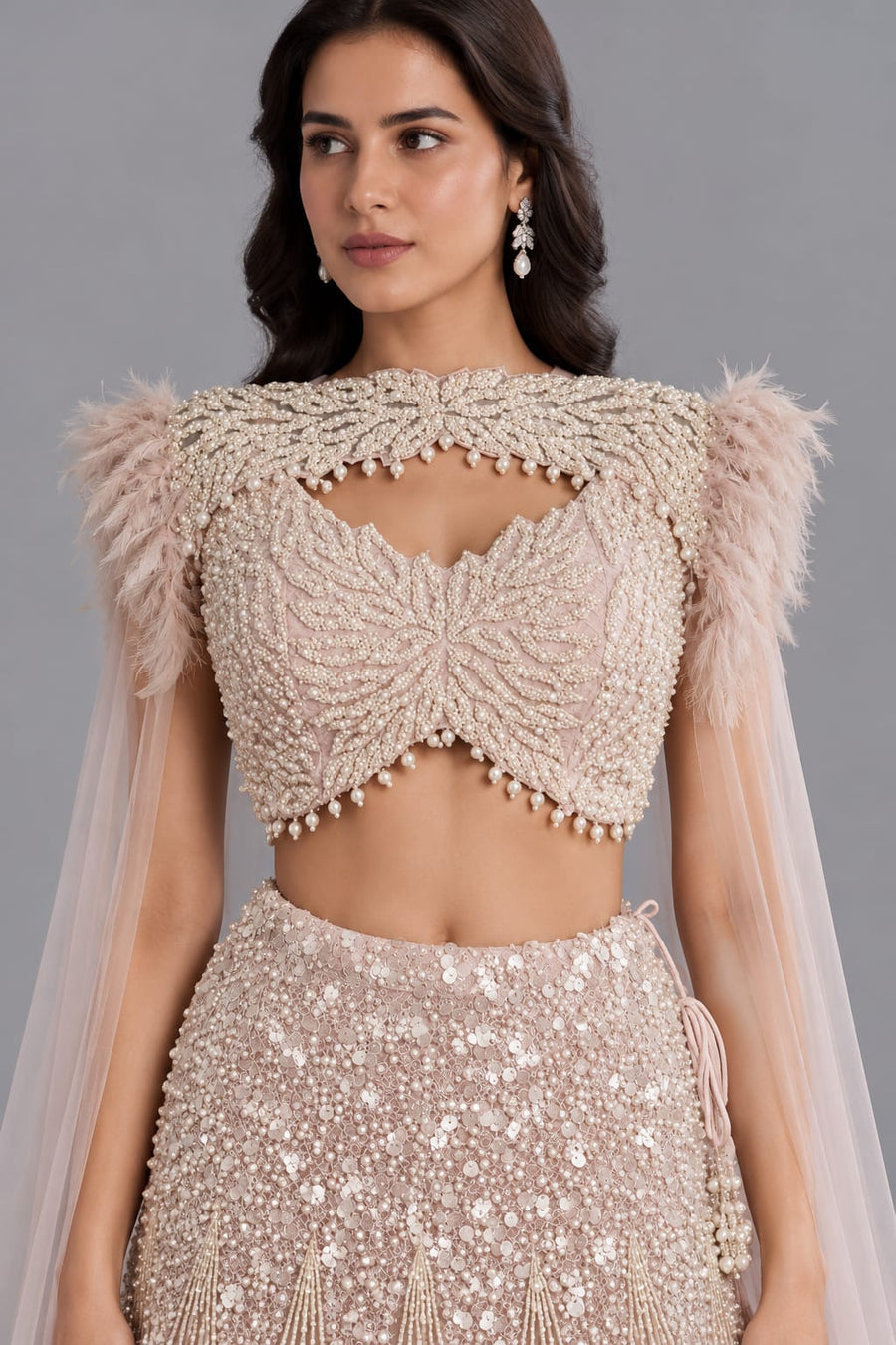 Gold Fishcut Lehenga for Engagement