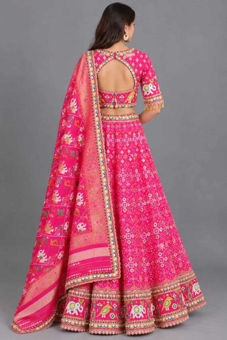 Pink Gatchola Silk Sangeet Lehenga