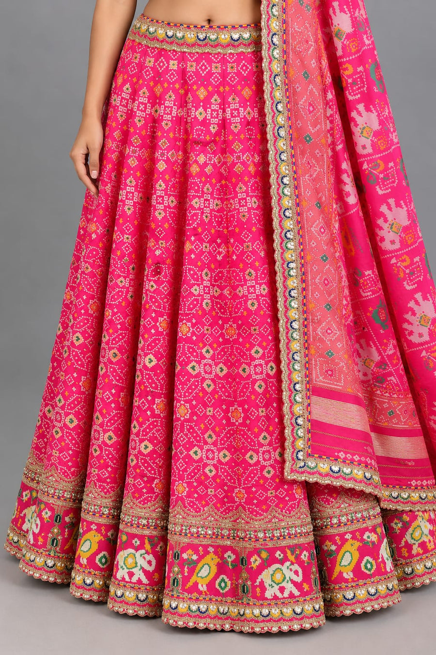 Pink Gatchola Silk Sangeet Lehenga