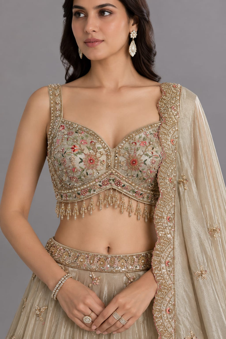 Chikoo Roka Lehenga with Sequin Work 