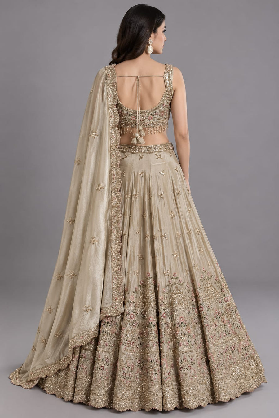 Chikoo Roka Lehenga with Sequin Work 