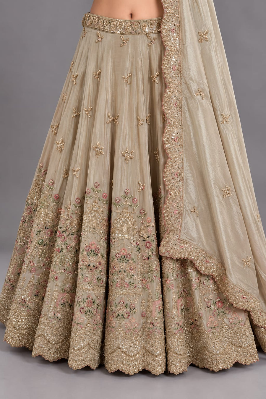 Chikoo Roka Lehenga with Sequin Work 