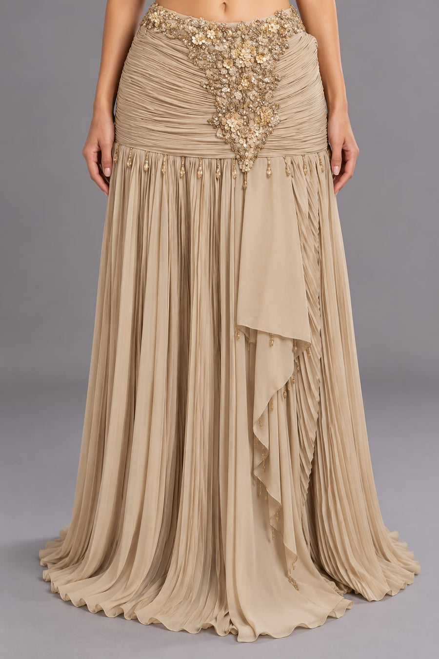 Gold Drape Dress for Roka Ceremony