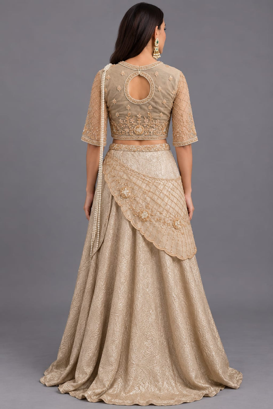 Gold Drape Skirt for Cocktail & Sangeet
