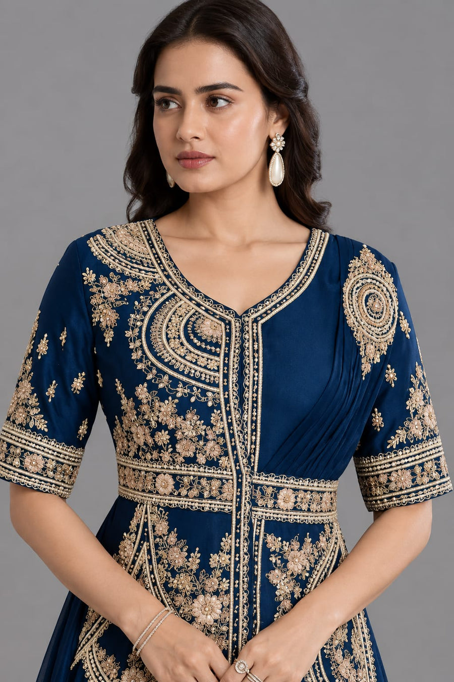 Blue Western One-Piece Dress for Women