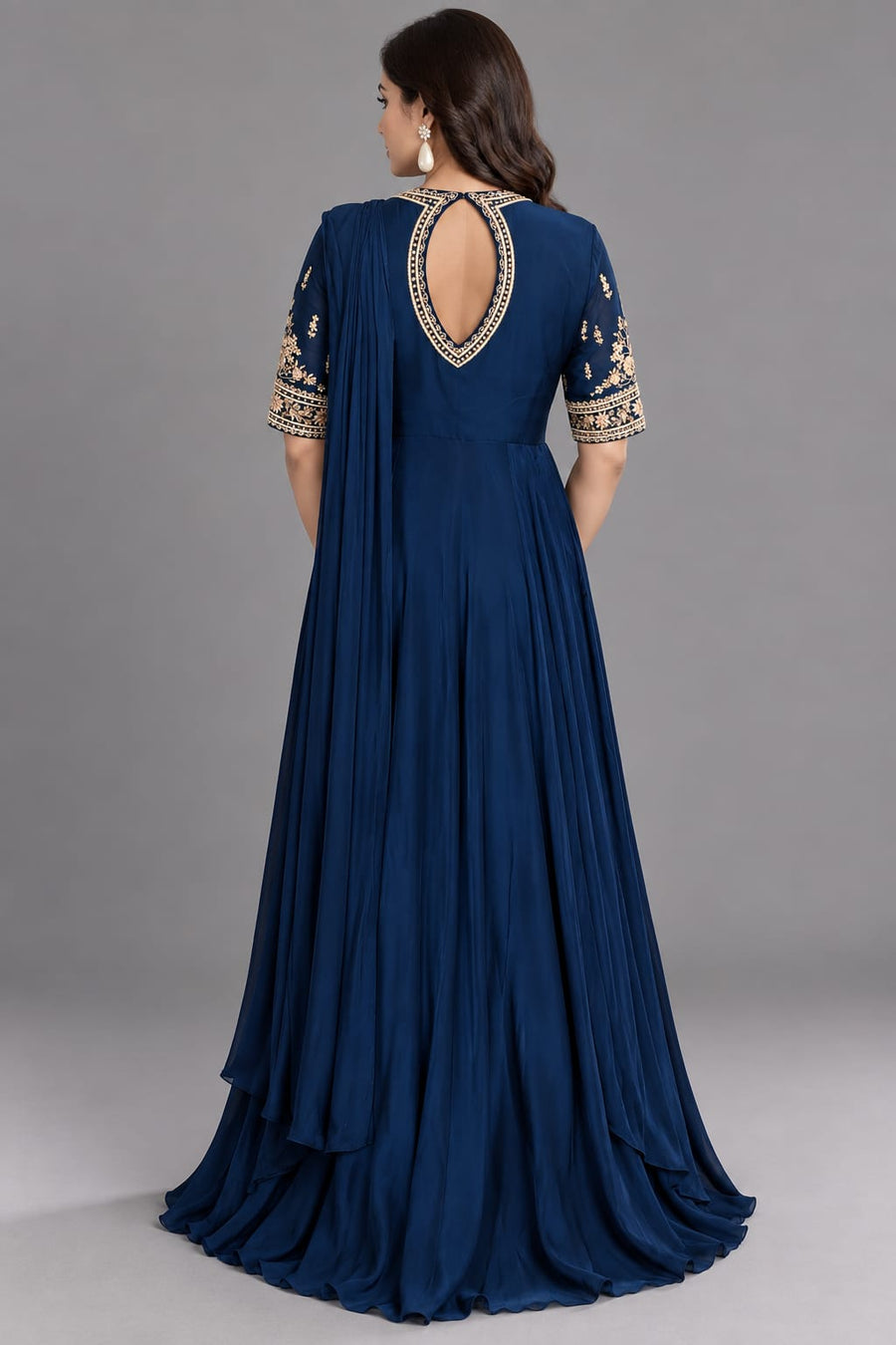 Blue Western One-Piece Dress for Women