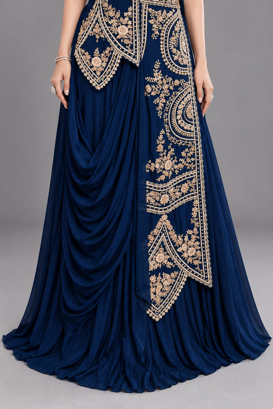 Blue Western One-Piece Dress for Women