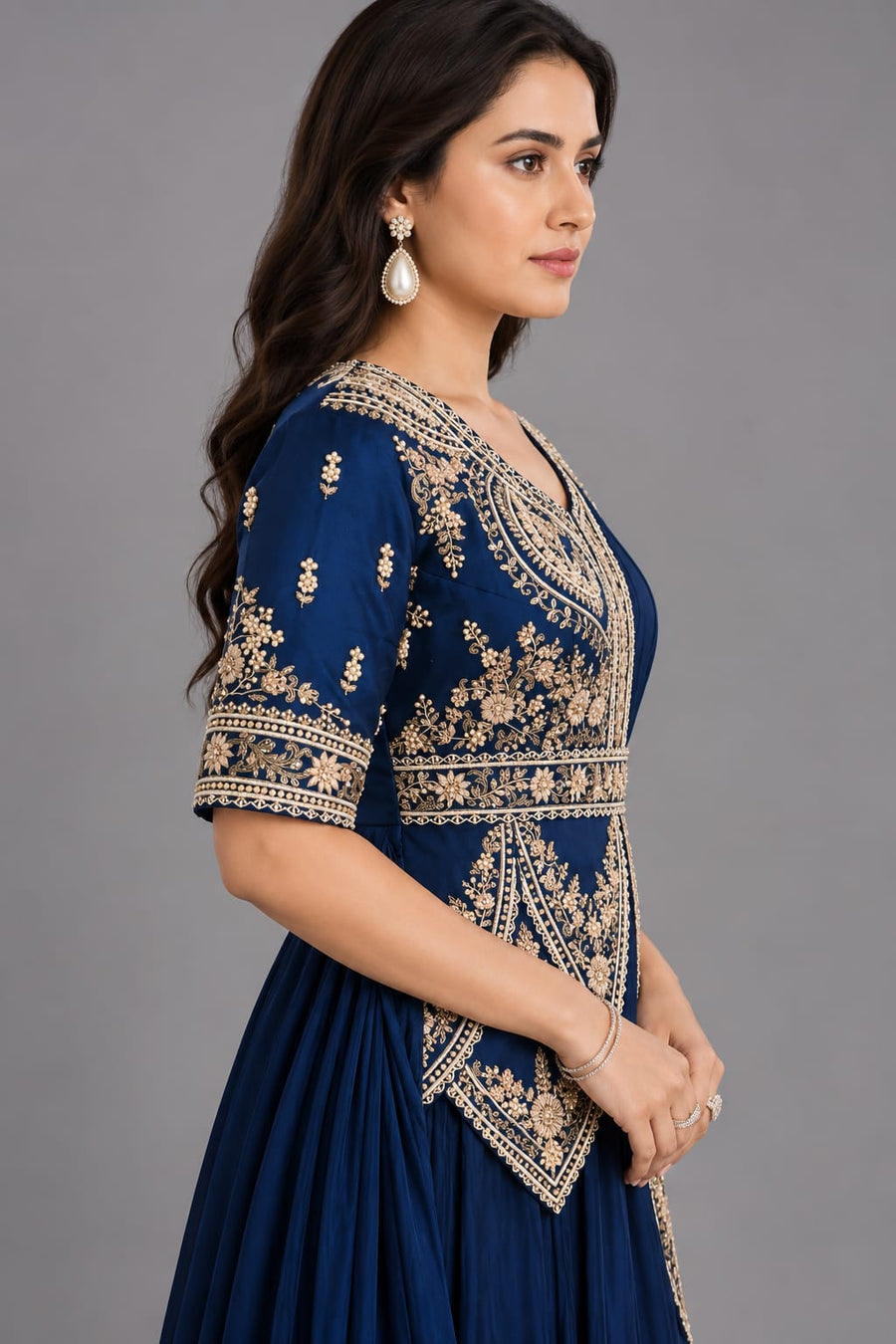 Blue Western One-Piece Dress for Women