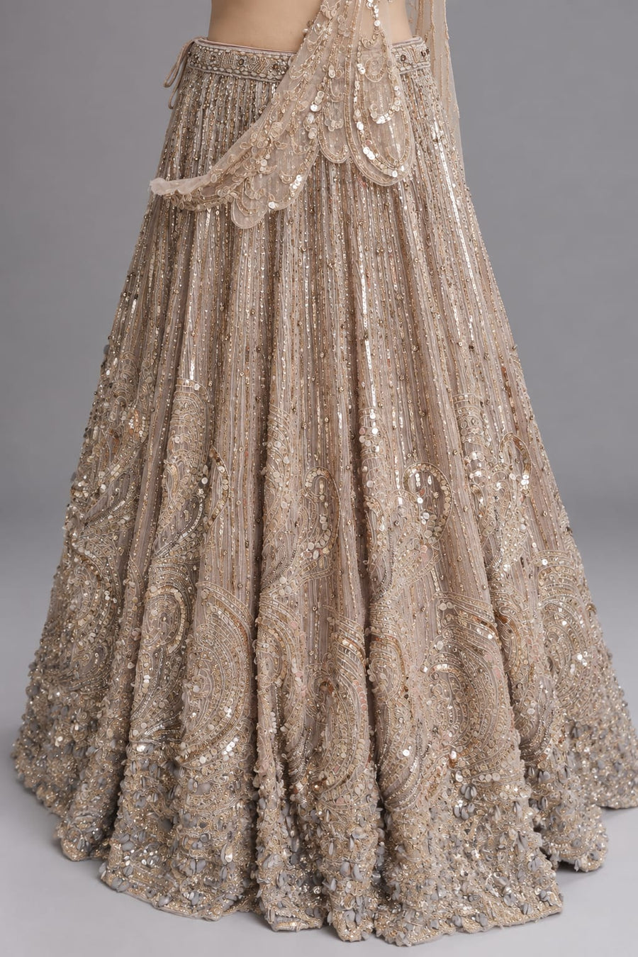 Champagne Sequin Lehenga for Cocktail