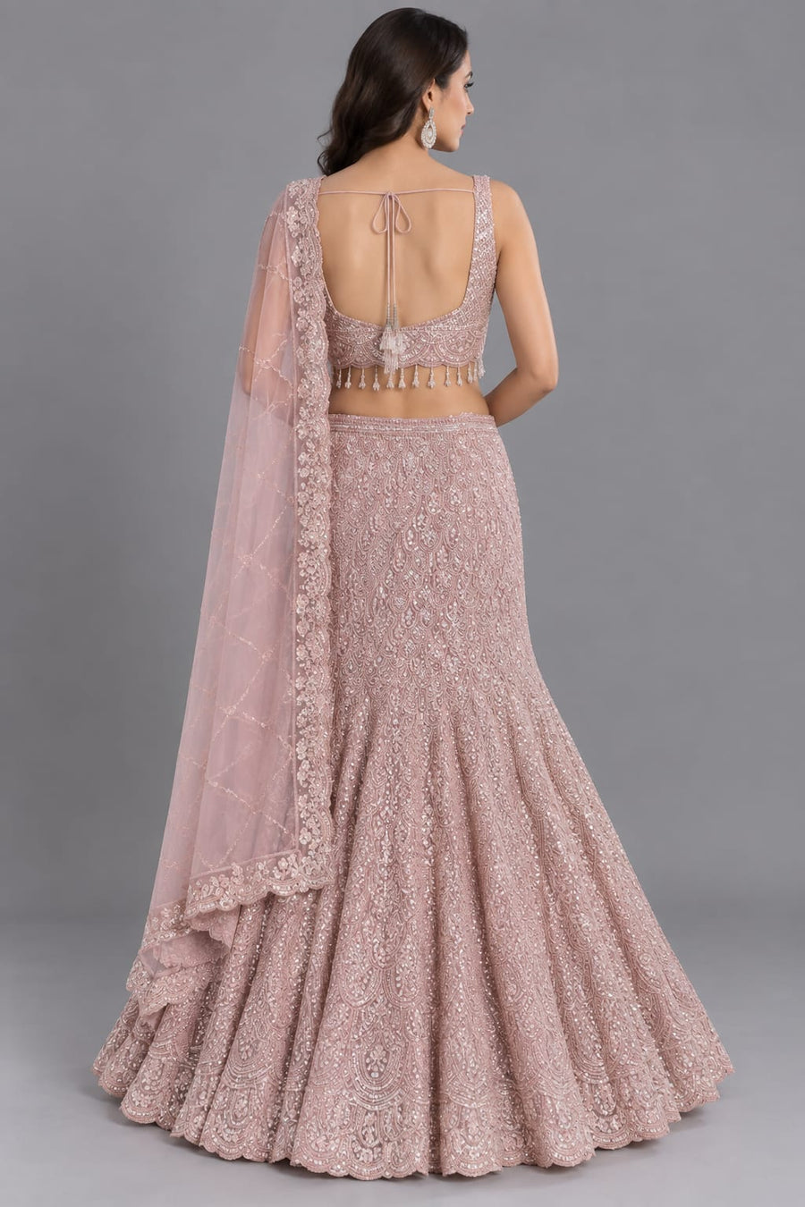 Blush Pink Fish-Cut Lehenga for Engagement