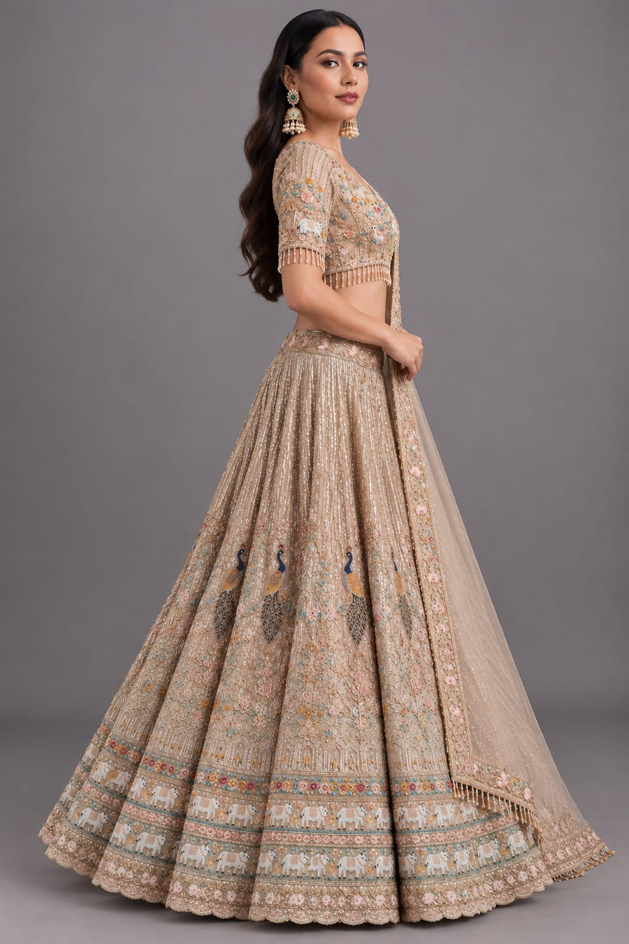 Chikoo Heritage Peacock Embroidered Lehenga Set