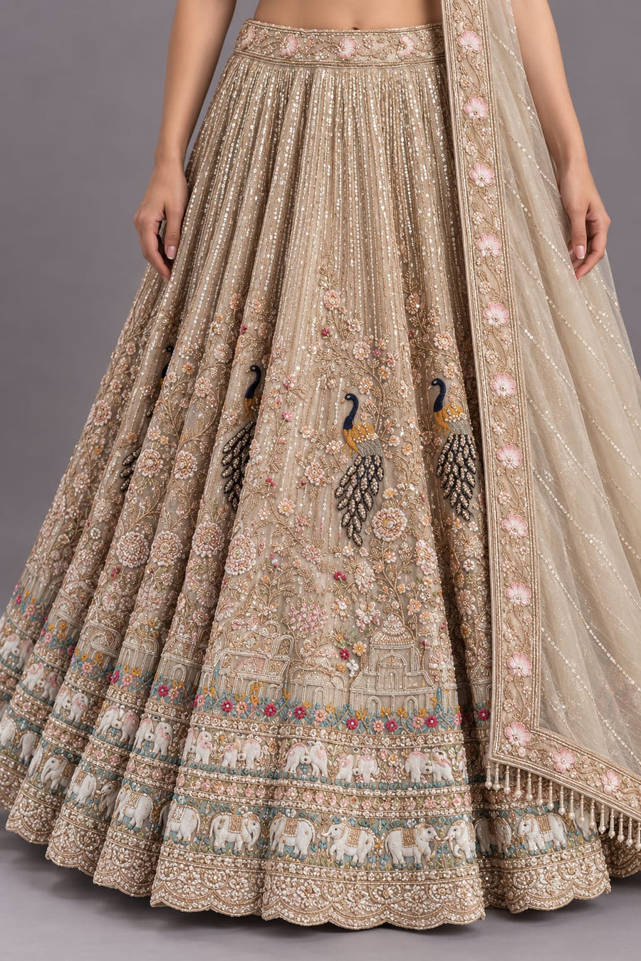 Chikoo Heritage Peacock Embroidered Lehenga Set