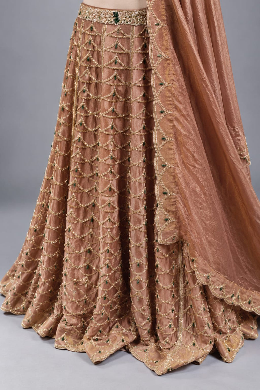 Blush Gold Scallop Lehenga Set