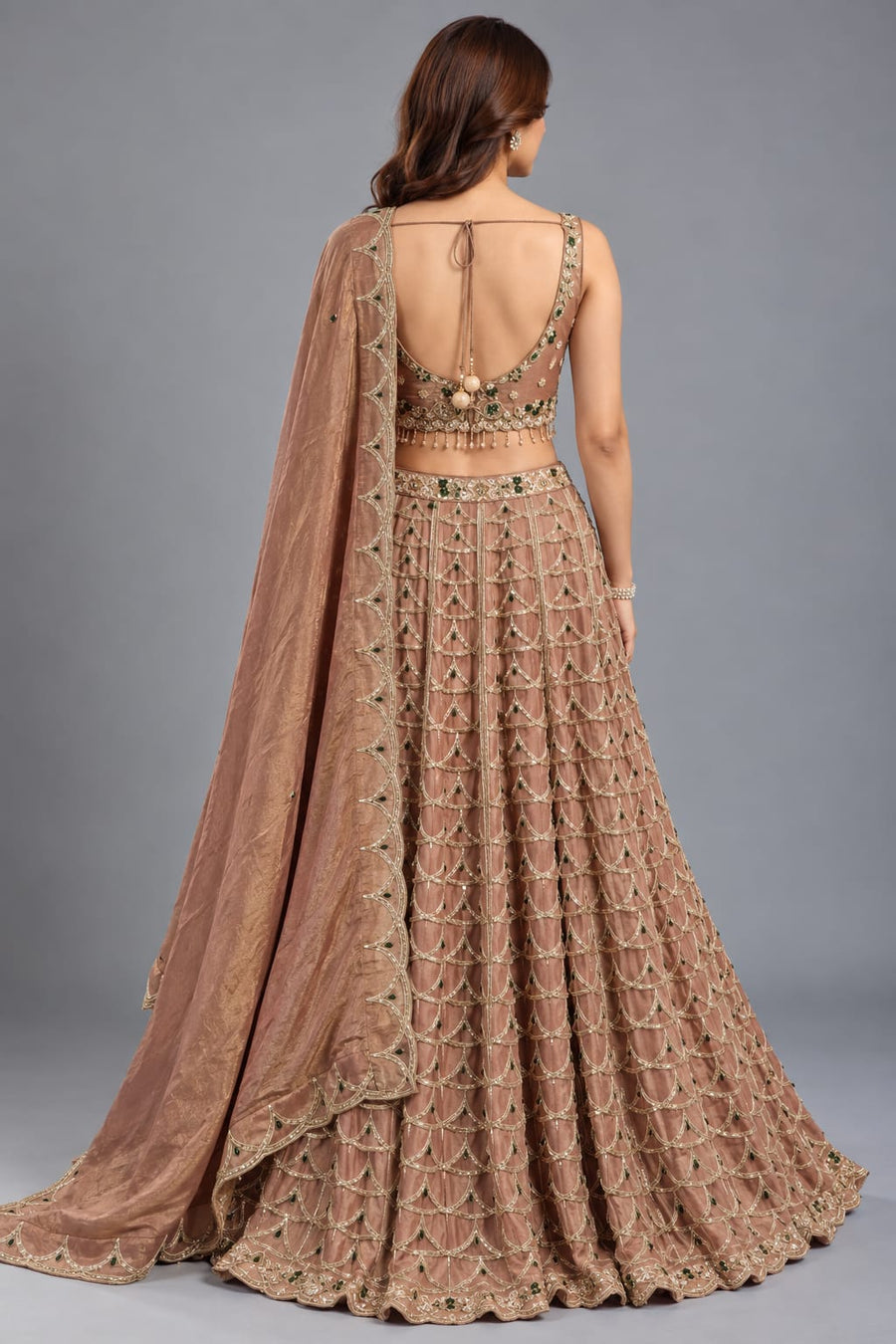 Blush Gold Scallop Lehenga Set