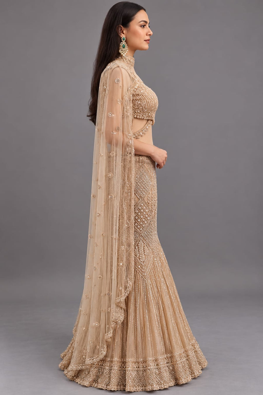 Golden Dune Embellished Mermaid lehenga