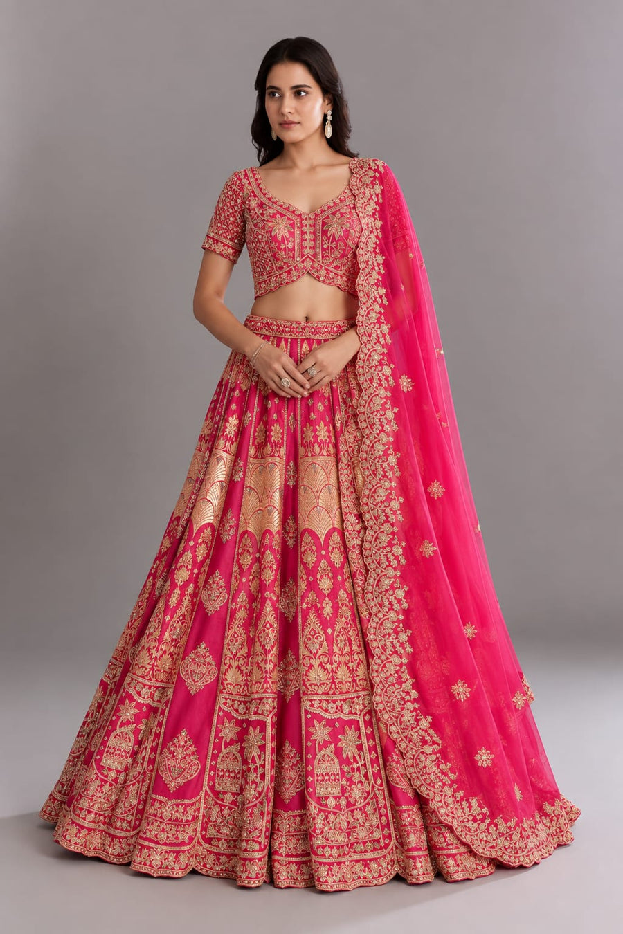 Lehenga Choli with Heavy Zari Embroidery & Dupatta