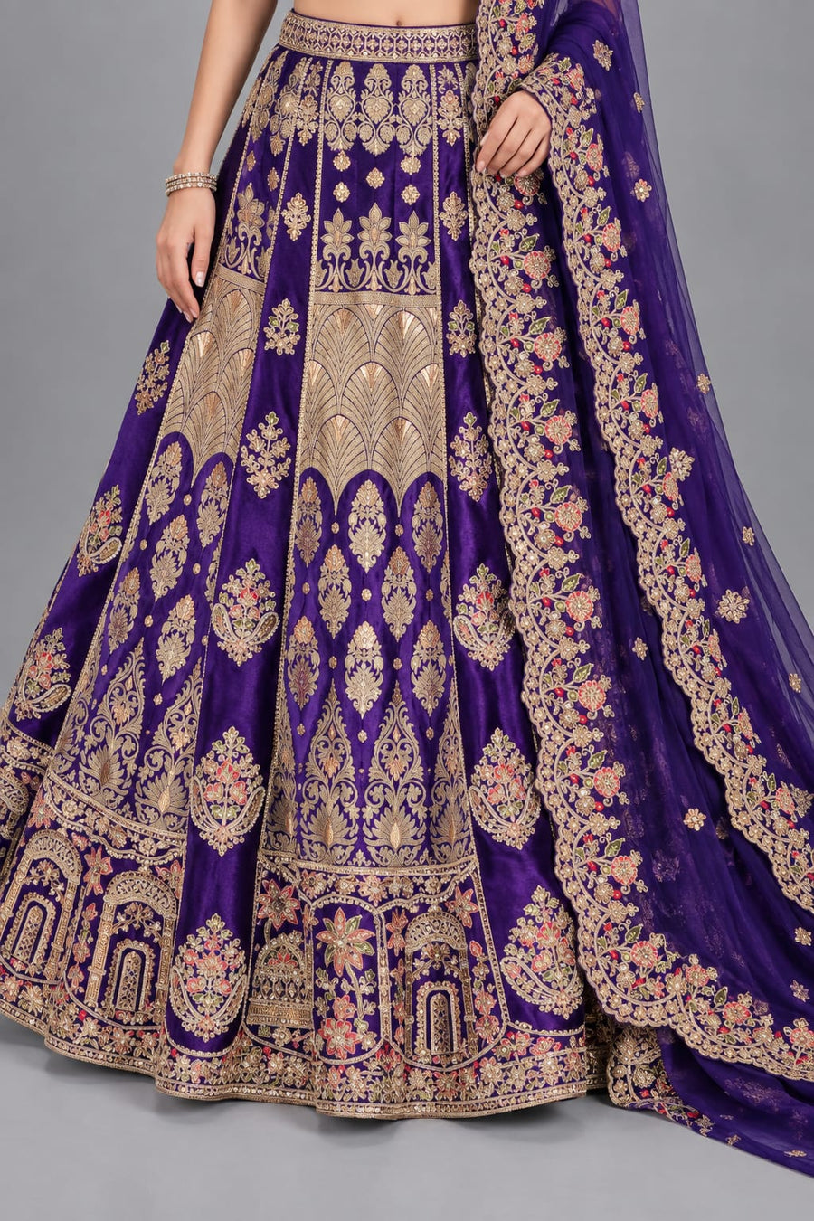 Regal Violet Embellished Lehenga for Women