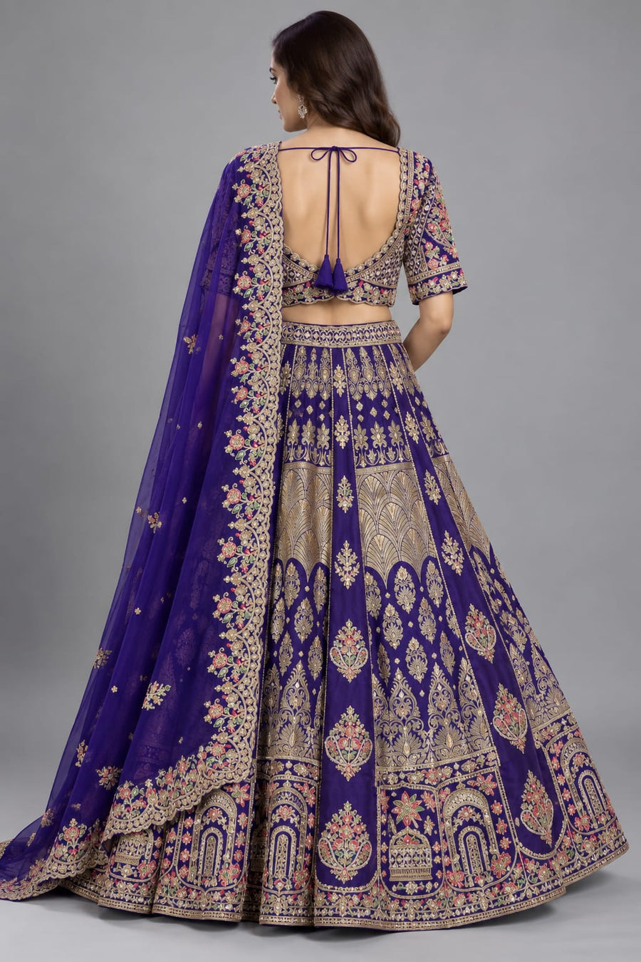 Regal Violet Embellished Lehenga for Women