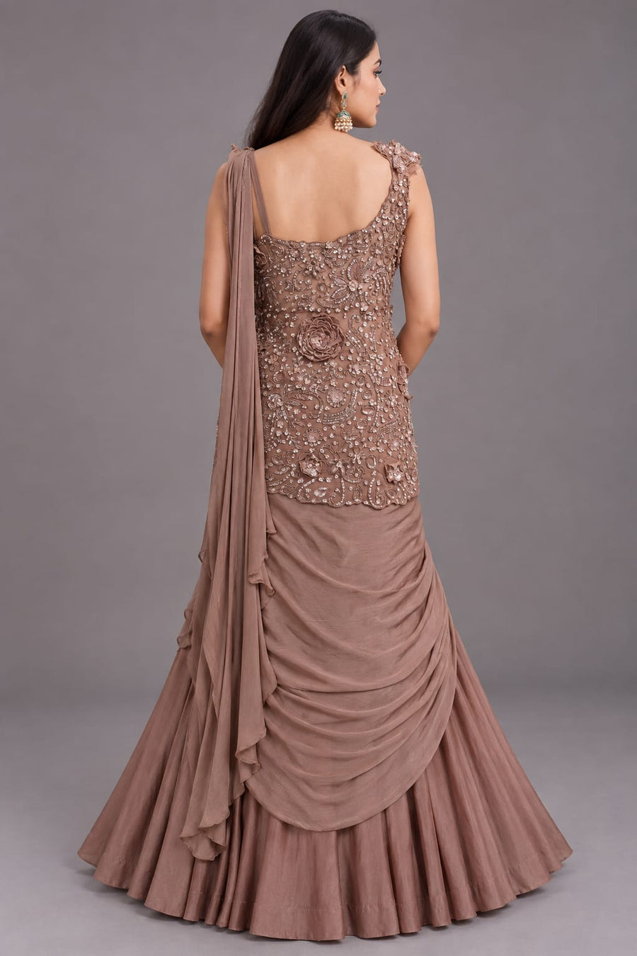 Copper Rose Embellished Lehenga Set