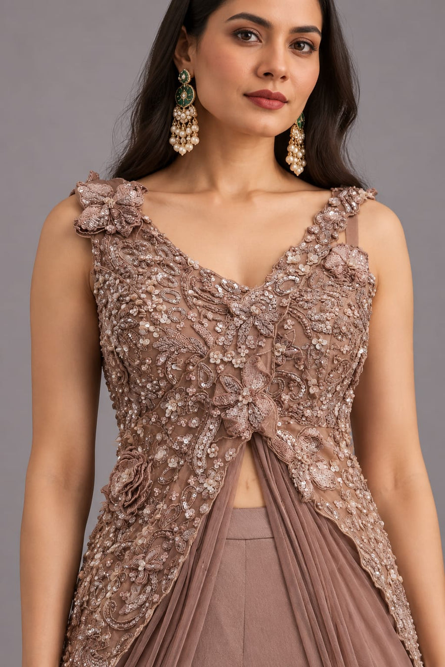 Copper Rose Embellished Lehenga Set