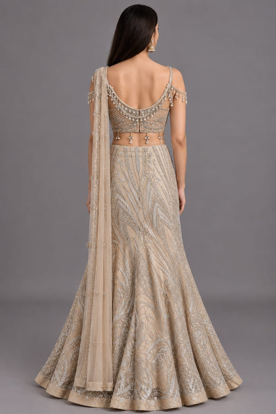 Ivory Designer Lehenga Set with Embroidered Blouse & Dupatta