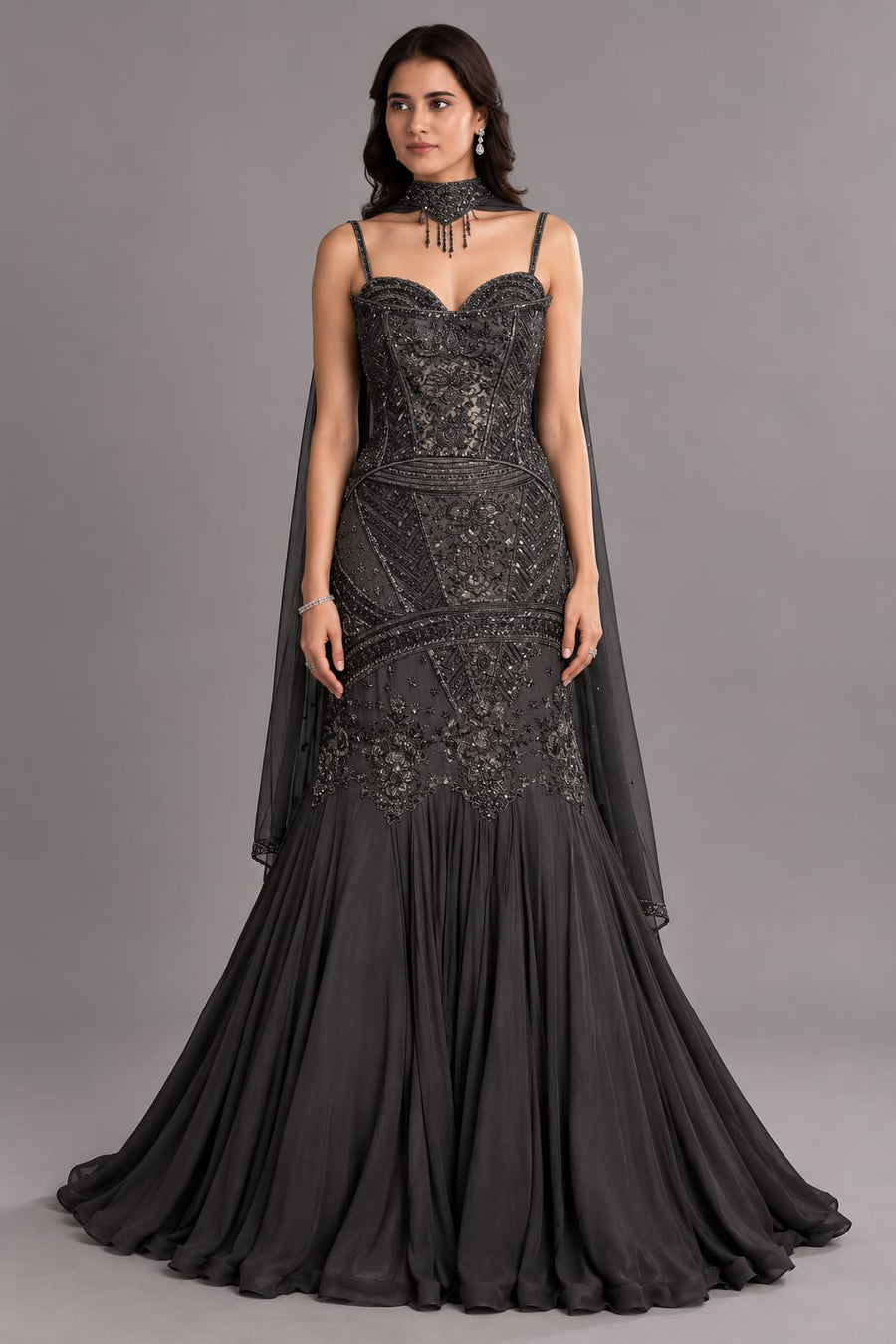 Embroidered Mermaid Lehenga Set