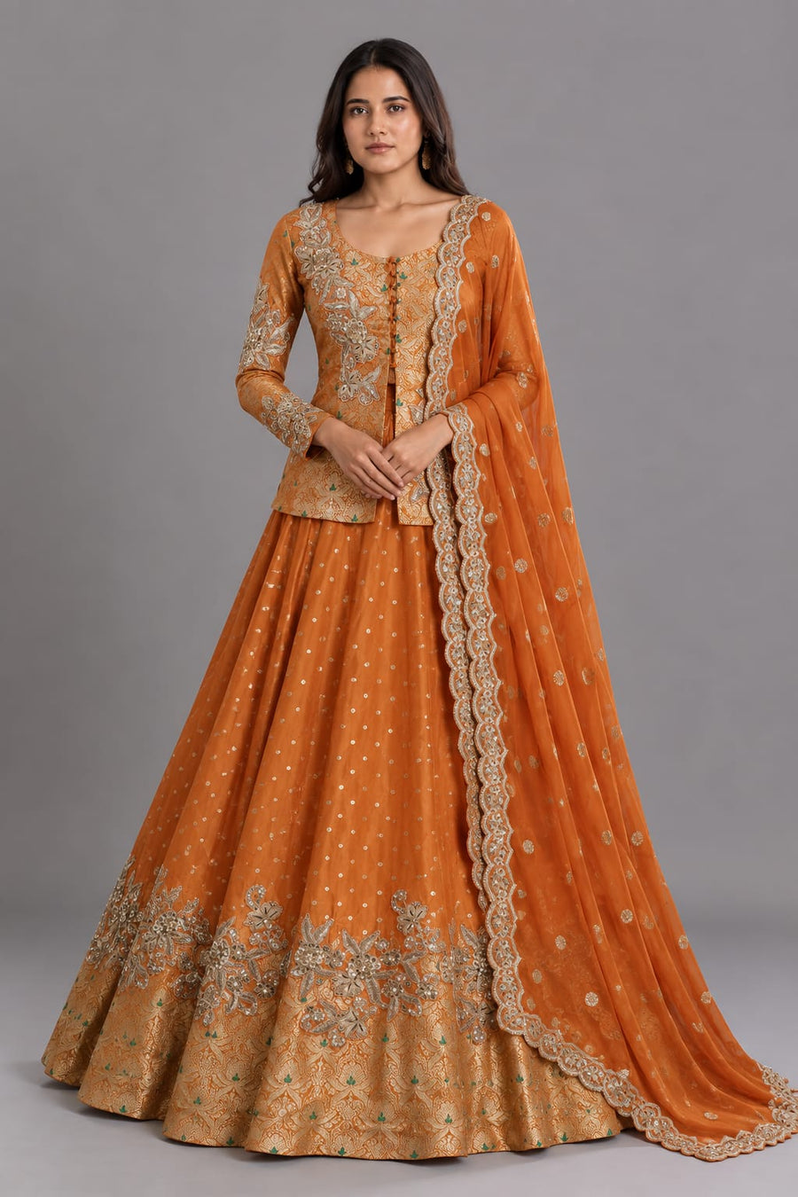 Embroidered Lehenga Set with Jacket & Dupatta for Wedding & Festive Wear