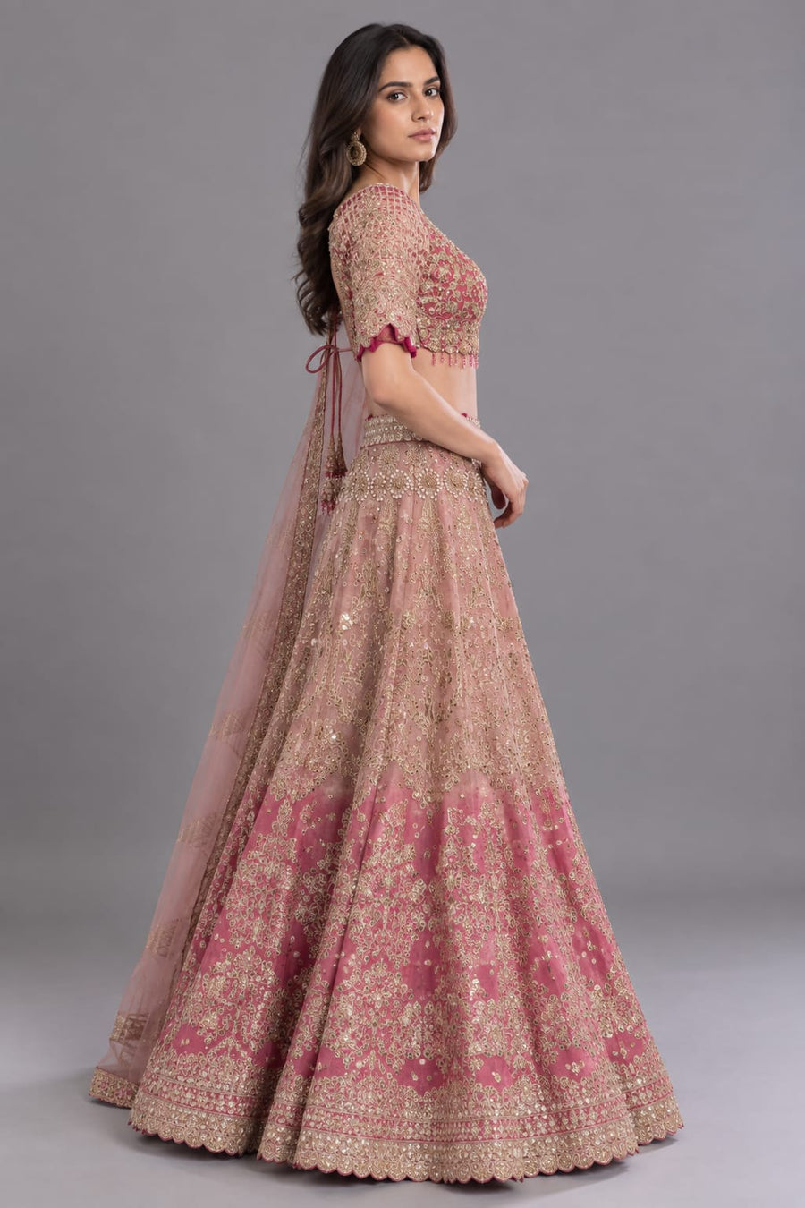 Royal Rani Pink Ombre Embroidered Lehenga Set