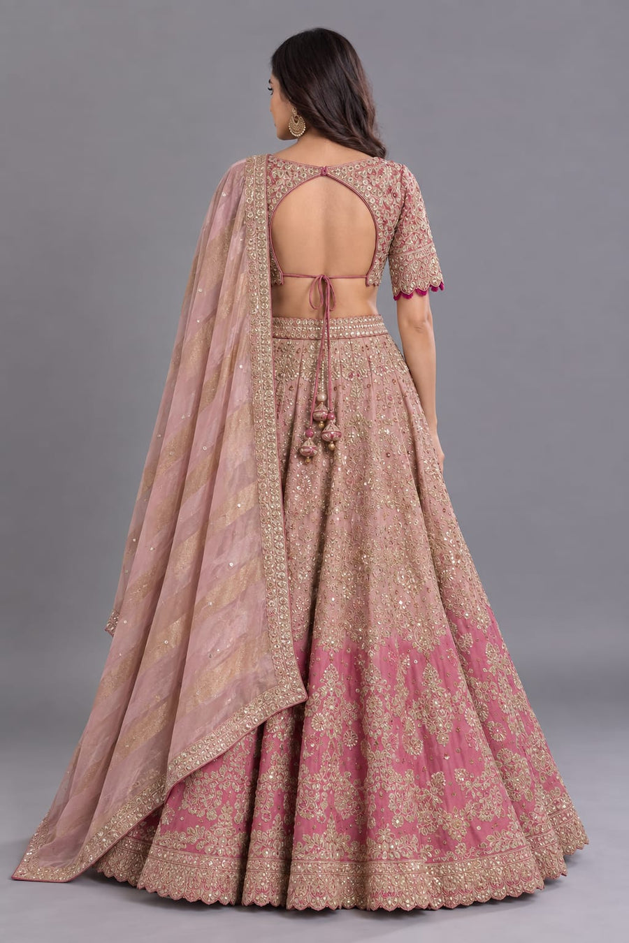 Royal Rani Pink Ombre Embroidered Lehenga Set