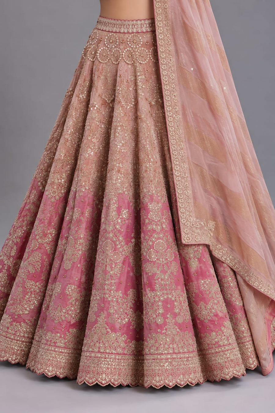 Royal Rani Pink Ombre Embroidered Lehenga Set