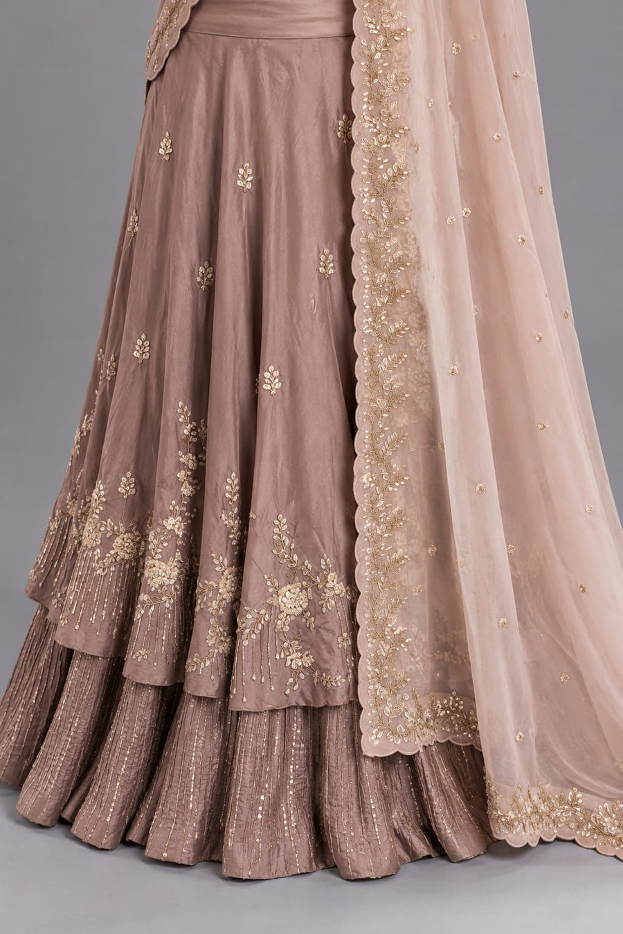 Lavender Embroidered Lehenga Set with Jacket-Style Blouse