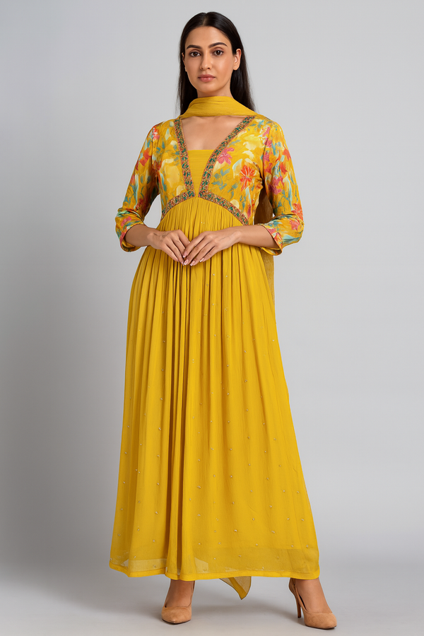 Yellow Alia Cut Anarkali Suit with Dupatta profile 