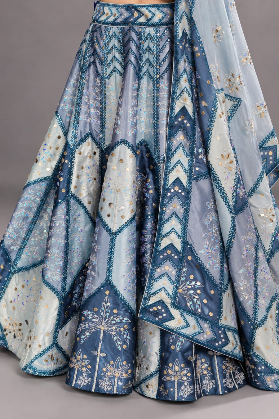 Designer Blue Embroidered Lehenga Choli with Dupatta | Vastrachowk