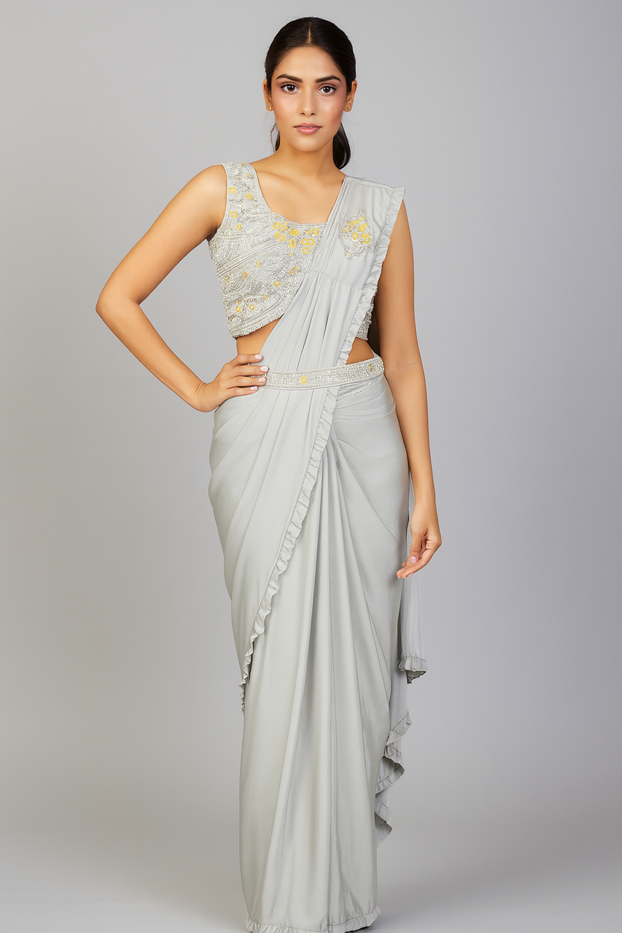Frill Border Elegant Drape Saree