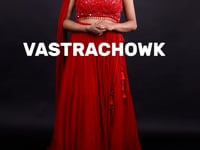 Trendy Western Crop Top Skirt Set- Vastrachowk