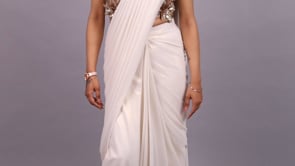 Trendy Halterneck Crop Top Drape Saree Vastrachowk