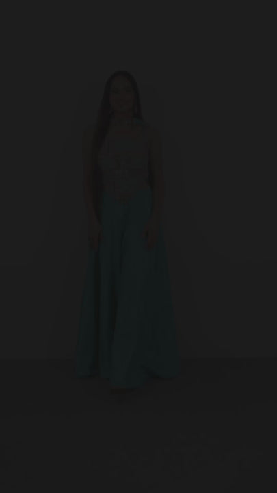 Sea Green Crop Top with Plazzo
