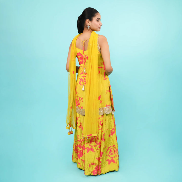 straight shirt sharara with net dupatta Vastrachowk